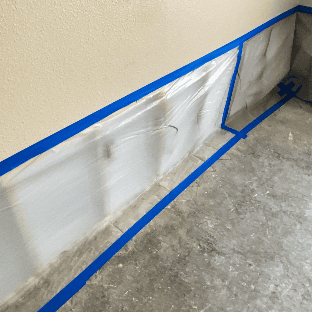 Hurricane damage repair with professional wall and floor sealing by A+ Integrity Restoration, ensuring effective water damage restoration and mold prevention.