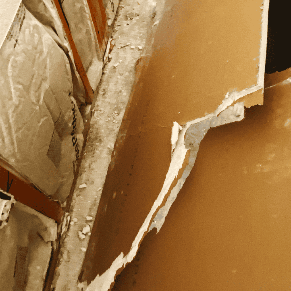 Crumbling drywall and damaged wall in need of professional restoration services, showcasing the importance of damage assessment and effective repair solutions.