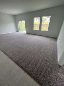 Bright, restored living space with new carpet and natural sunlight, emphasizing professional residential restoration services by A+ Integrity Restoration. Freshly cleaned and restored living room with plush carpet and bright natural light, showcasing A+ Integrity Restoration's expertise in home damage repair and water damage restoration.
